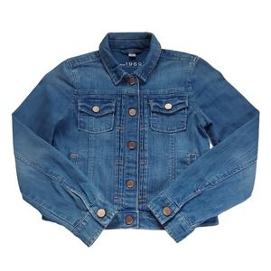 GAP Kids classic medium wash pleated denim jacket